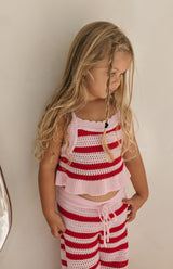 AVA CROCHET TOP - POPPY STRIPE