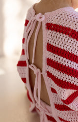 POPPY STRIPE TIE BACK TOP