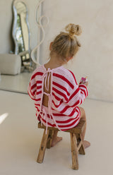 POPPY STRIPE TIE BACK TOP