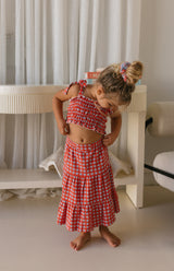 MIMI CROP & SKIRT SET - CAPRI GINGHAM