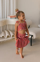 MIMI CROP & SKIRT SET - CAPRI GINGHAM