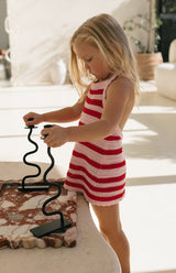 BIRDIE HALTER DRESS - POPPY STRIPE