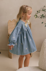 NOELLE DRESS - DENIM BOWS