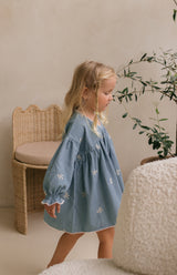 NOELLE DRESS - DENIM BOWS