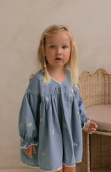 NOELLE DRESS - DENIM BOWS