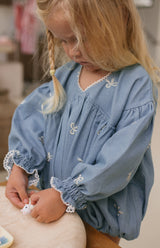 NOELLE ROMPER - DENIM BOWS