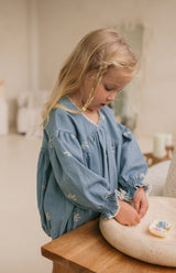 NOELLE ROMPER - DENIM BOWS