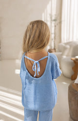 FLORA CROCHET LOOP TOP - AZURE