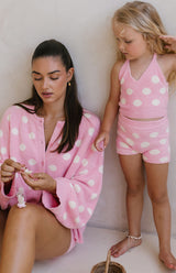 MAMA DOTTIE KNIT CARDIGAN - PINK POLKA