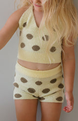 DOTTIE BIKER SHORTS - LEMON POLKA