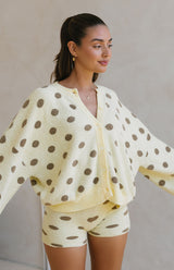 MAMA DOTTIE BIKER SHORTS - LEMON POLKA