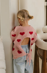 BETTY TIE LOOP BACK KNIT - HEARTS