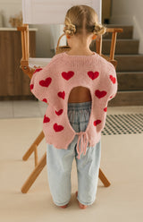 BETTY TIE LOOP BACK KNIT - HEARTS