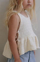 NELLIE SIDE TIE TOP - CREAM