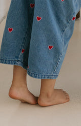 HEART DENIM BARREL OVERALL
