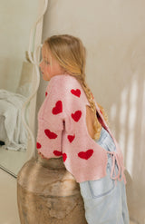 BETTY TIE LOOP BACK KNIT - HEARTS