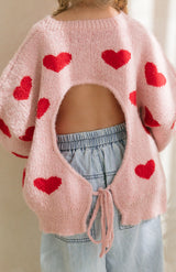 BETTY TIE LOOP BACK KNIT - HEARTS