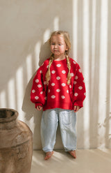 BETTY TIE LOOP BACK KNIT - RED DOT