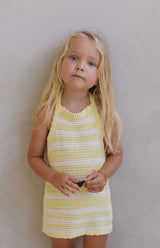 BIRDIE HALTER DRESS - BUTTERCUP STRIPE