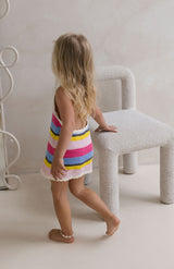 BIRDIE HALTER DRESS - HAVANA STRIPE