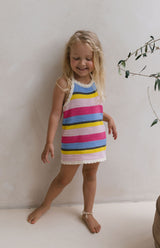 BIRDIE HALTER DRESS - HAVANA STRIPE