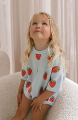 STRAWBERRY ROMPER - SKY