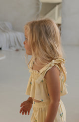 LEMON BELLE FLEUR TIE CROP & PANT SET