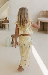 LEMON BELLE FLEUR TIE CROP & PANT SET