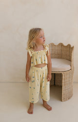 LEMON BELLE FLEUR TIE CROP & PANT SET