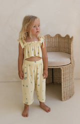 LEMON BELLE FLEUR TIE CROP & PANT SET