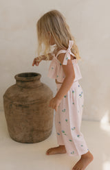 BLUSH BELLE FLEUR TIE CROP & PANT SET