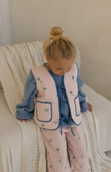 BELLE FLEUR FRONT TIE VEST - BLUSH