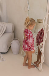 LOLLY ROMPER - CHERRY GINGHAM