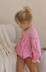 LOLLY ROMPER - PINK GINGHAM
