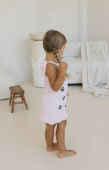 CHERRY KNIT TIE DRESS - PINK