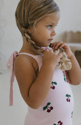 CHERRY KNIT TIE DRESS - PINK