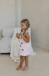 CHERRY KNIT TIE DRESS - PINK