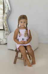 CHERRY KNIT TIE DRESS - PINK