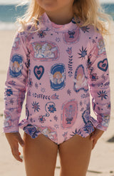 PINK AMORETTE BACK ZIP SWIMSUIT - MINI