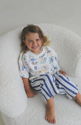 STRIPE LINEN PANTS - NAVY