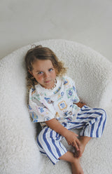 STRIPE LINEN PANTS - NAVY