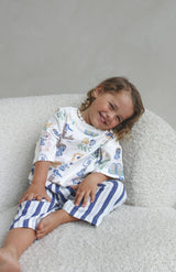 STRIPE LINEN PANTS - NAVY