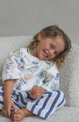 STRIPE LINEN PANTS - NAVY