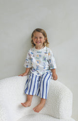 STRIPE LINEN PANTS - NAVY