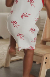 JUNE RIBBED DRESS - BOWKNOT PRINT