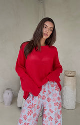MAMA FLORA CROCHET KNIT - RED