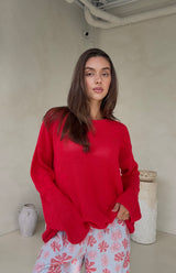 MAMA FLORA CROCHET KNIT - RED