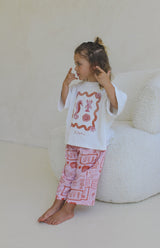 SEA IS CALLING LINEN PANTS - PINK/RED