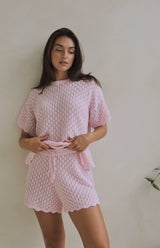 BIRDIE CROCHET TEE - MAMA PINK