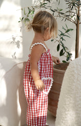 PICNIC RIC RAC JUMPSUIT- CHERRY GINGHAM
